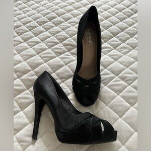 Bianco Black Peep-Toe Heels for Women